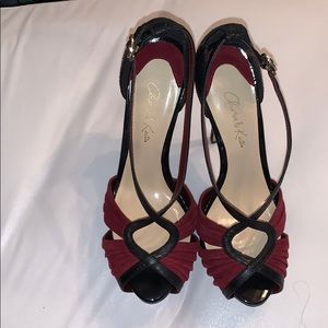 Burgundy and black heels
